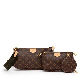 Louis Vuitton Khaki and Brown Monogram Coated Canvas Multi Pochette Accessoires Gold Hardware, 2021