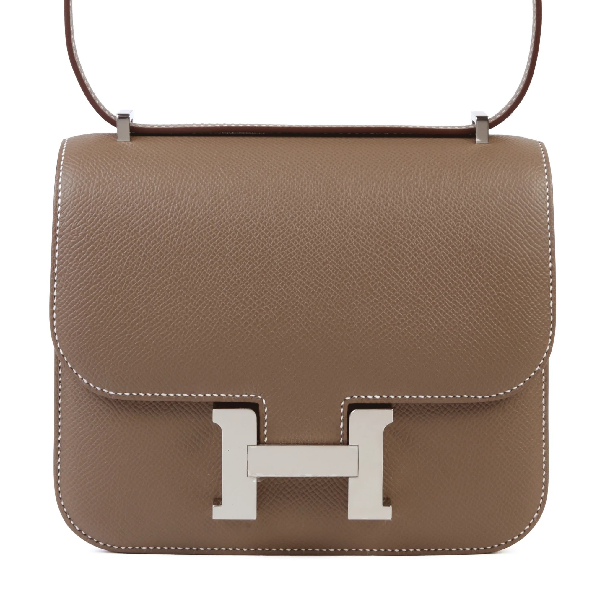 Brand New ( Rank N ) HERMÈS Constance Mini 19 Mirror Etoupe (18) Epsom Palladium hardware G (2026)