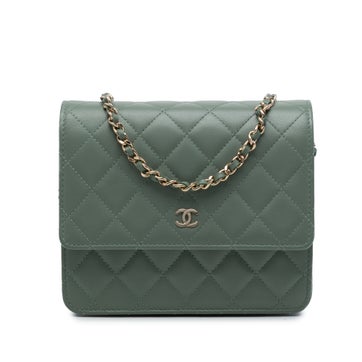 CC Square Quilted Lambskin Wallet on Chain