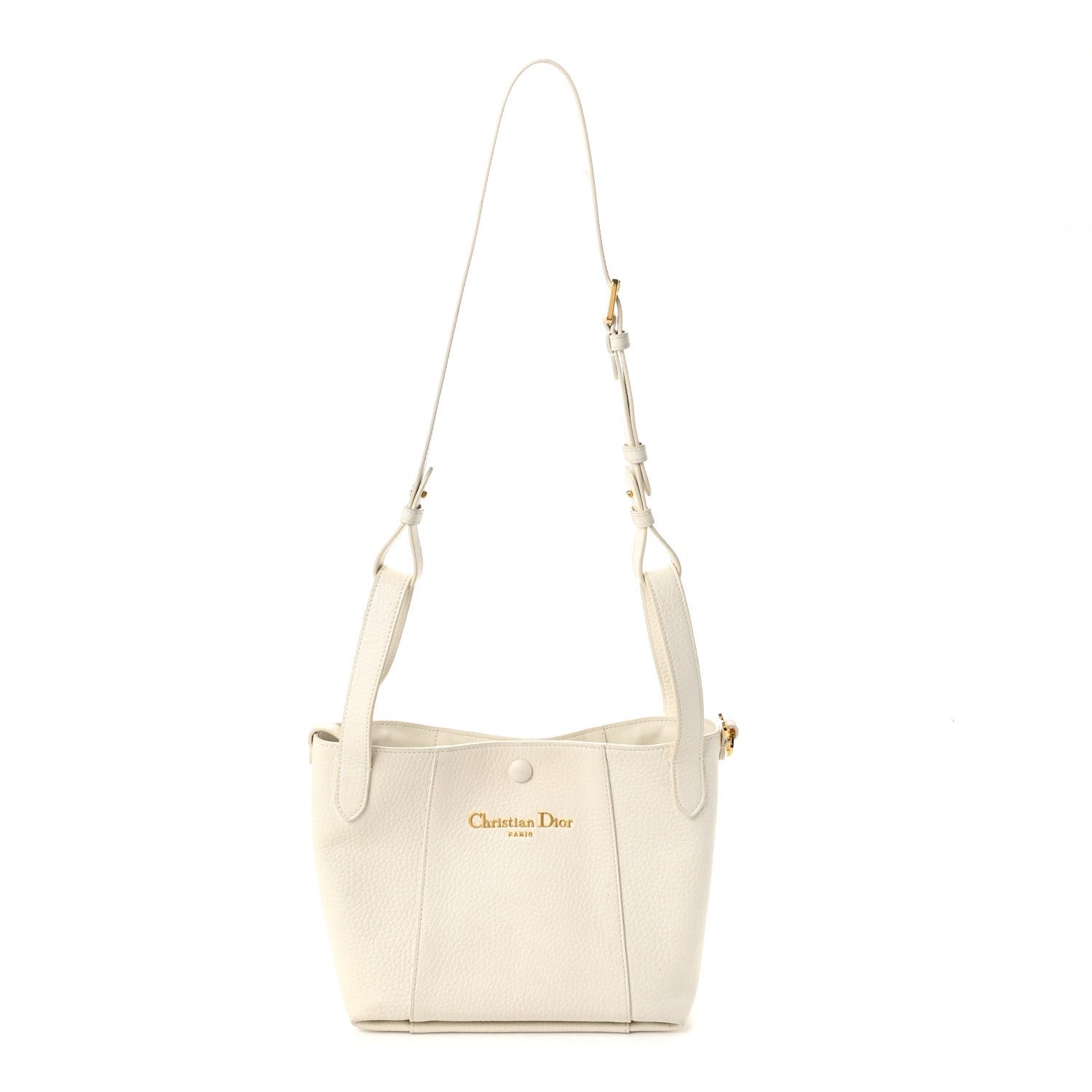 Christian Dior Calfskin Medium Signature Bucket Bag Latte