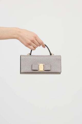 Ferragamo Glitter Vara Bow Trifold Wallet On Strap