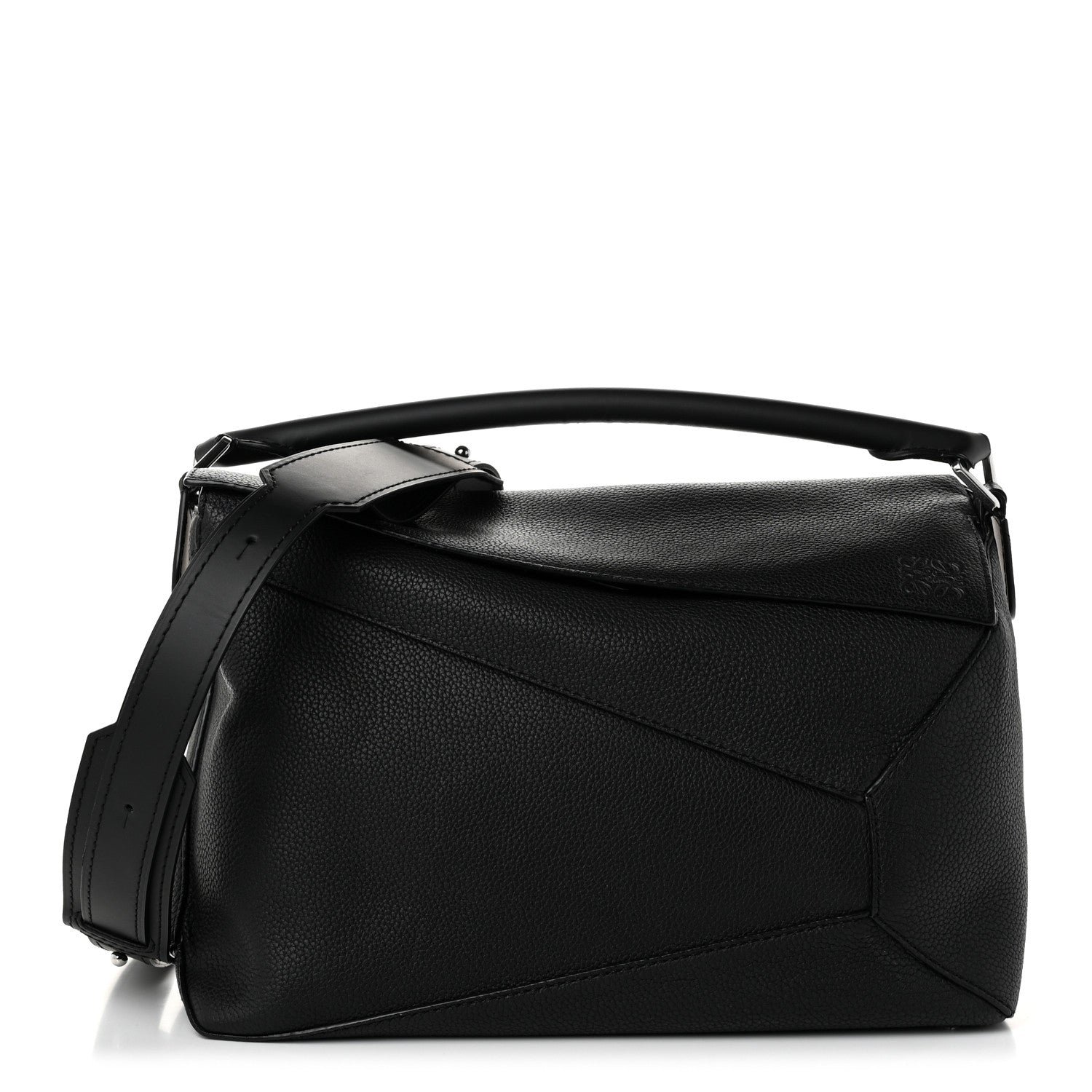 Loewe Grained Calfskin Large Puzzle Bag Black