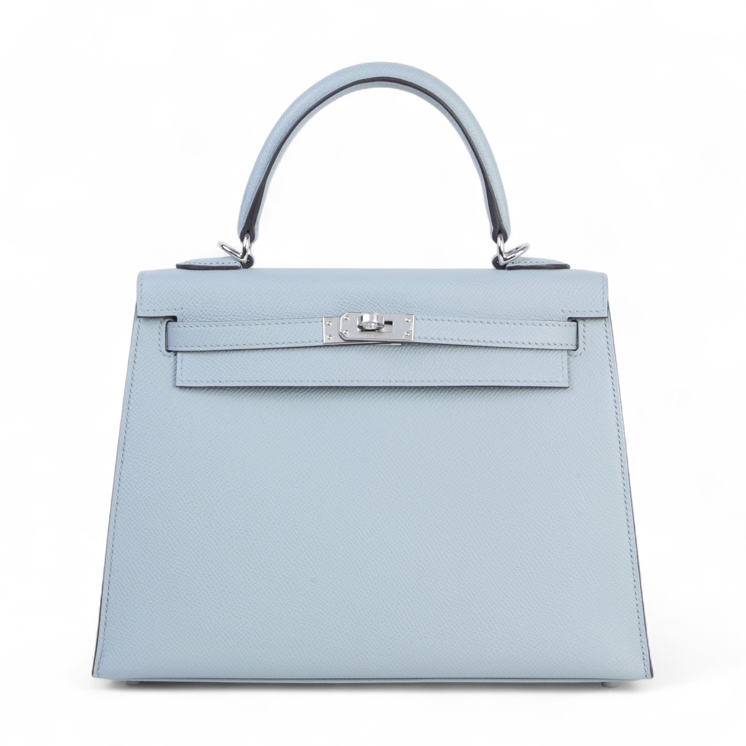 Hermes Brand New ( Rank N ) HERMÈS Kelly 25 Sellier Bleu Glacier (8U) Epsom Palladium hardware K (2025)