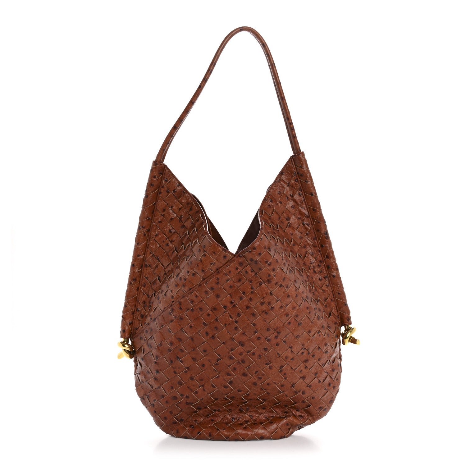 Bottega Veneta Nappa Ostrich Embossed Intrecciato Medium Solstice Hobo Burnt Orange Muse Brown