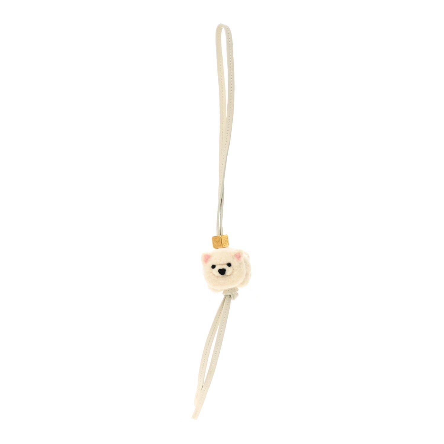 Loewe Loewe Calfskin Felt Chow Chow Bag Charm Soft White