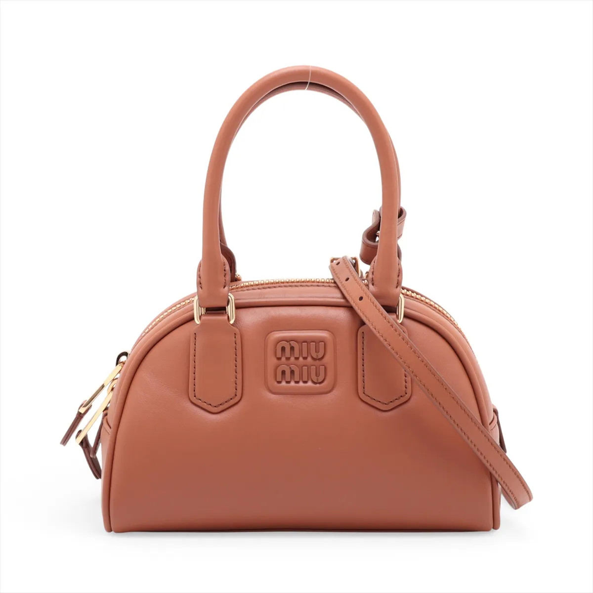 Miu Miu Leather 2 Way Handbag Brown
