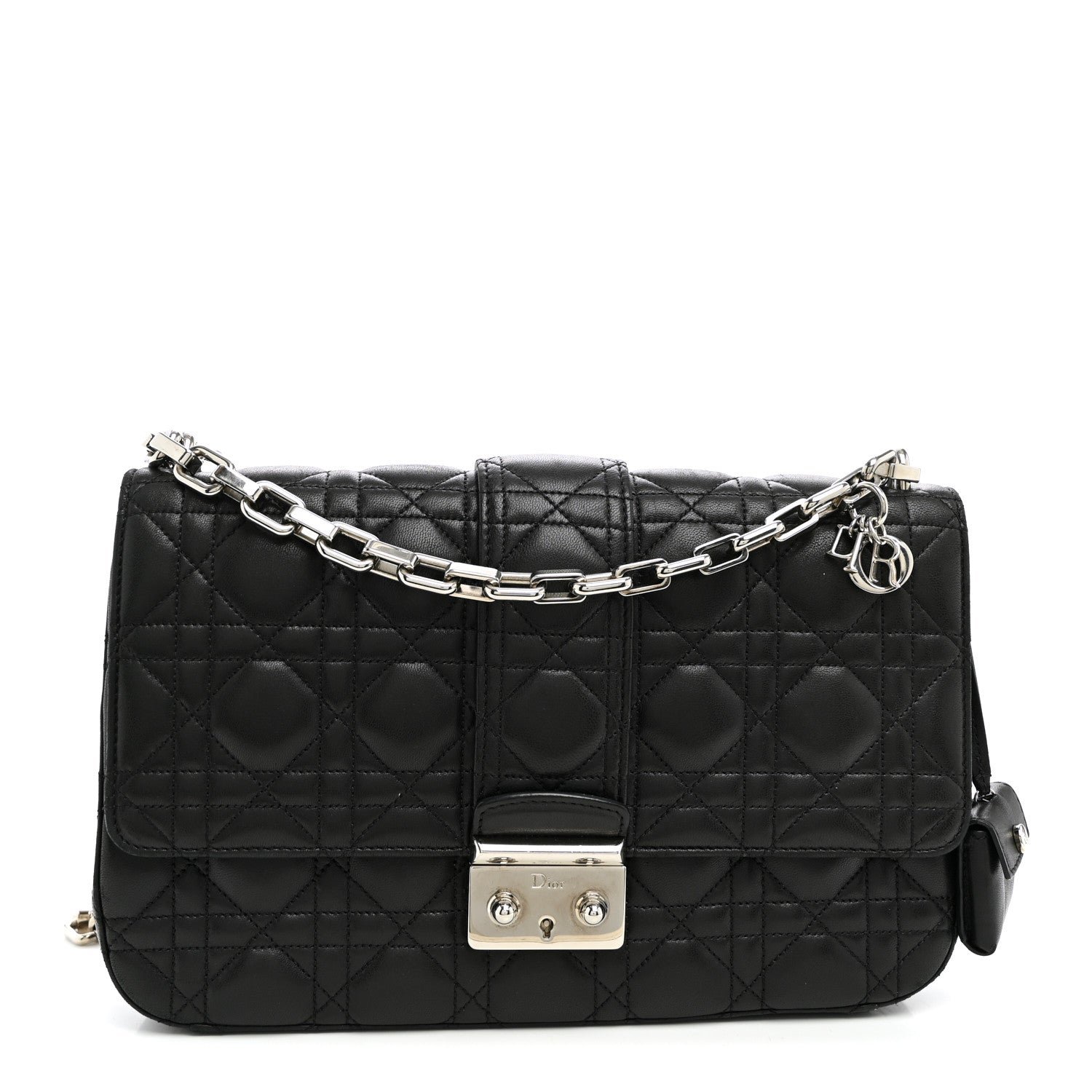 Christian Dior Lambskin Cannage Medium Miss Dior Flap Black