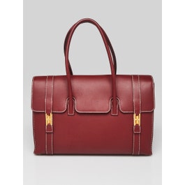 Hermes Hermes 37cm Bordeaux Box Leather Gold Plated Drag Bag