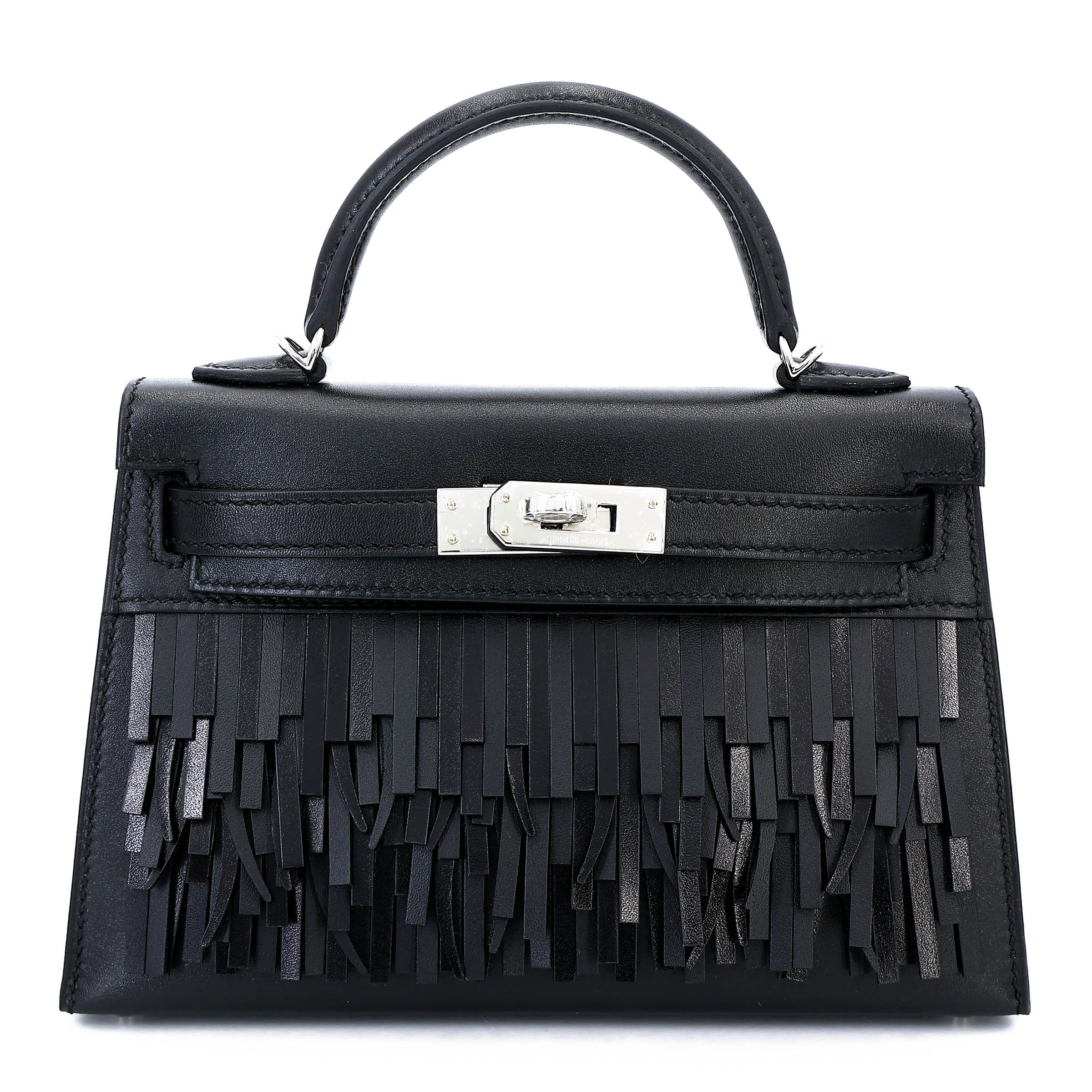 Brand New ( Rank N ) HERMÈS Limited Edition Mini Kelly II Pampilles Noir (89) Tadelakt Sombrero Palladium hardware G (2026)