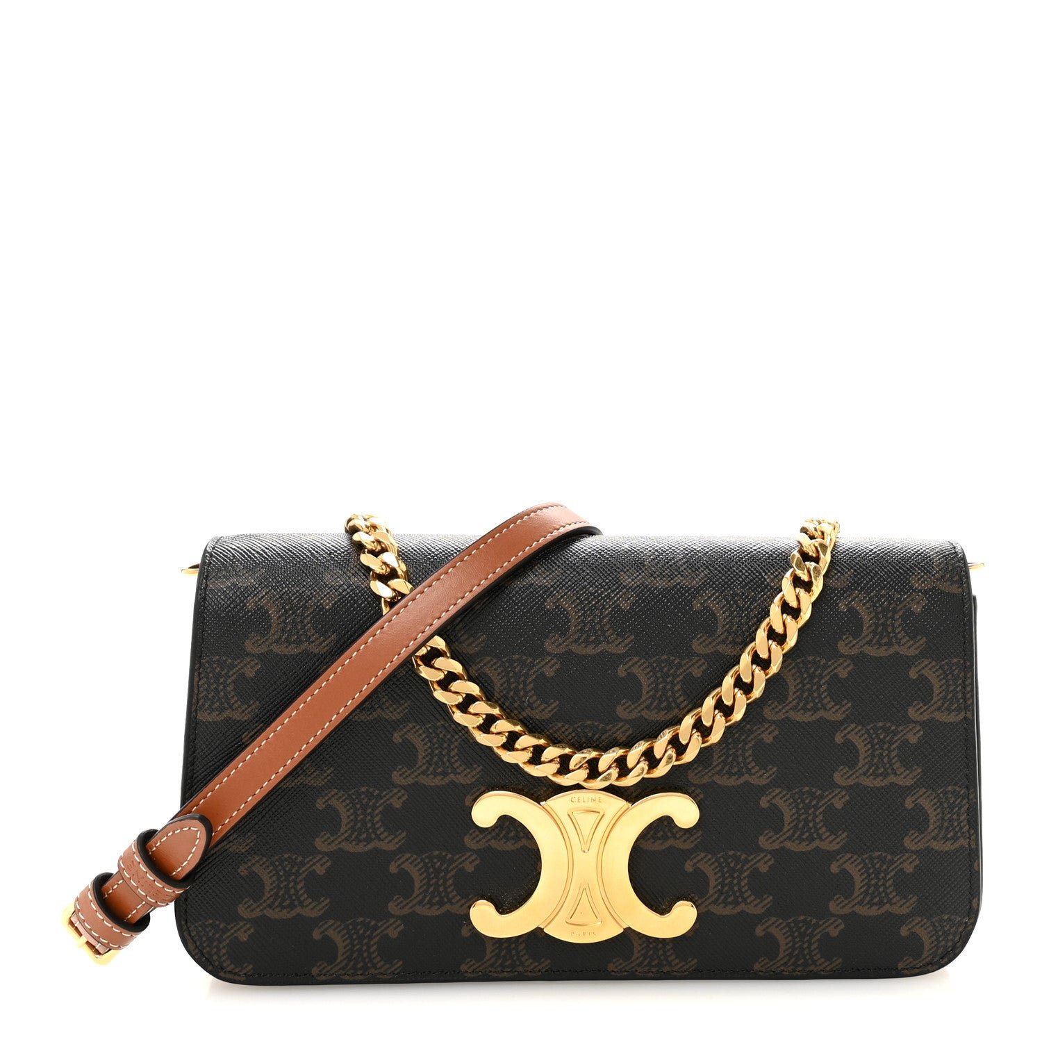 Celine Triomphe Canvas Multipochette Tan