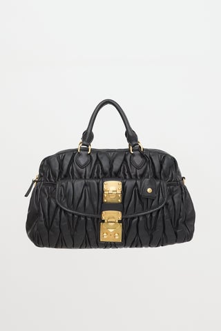 Matelassé Leather Bauletto Bowler Bag