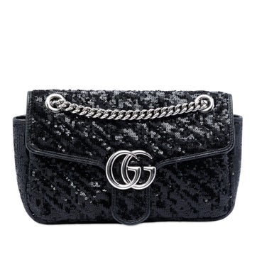 Calf Leather Medium GG Marmont Matelasse Sequin and Leather Shoulder Bag