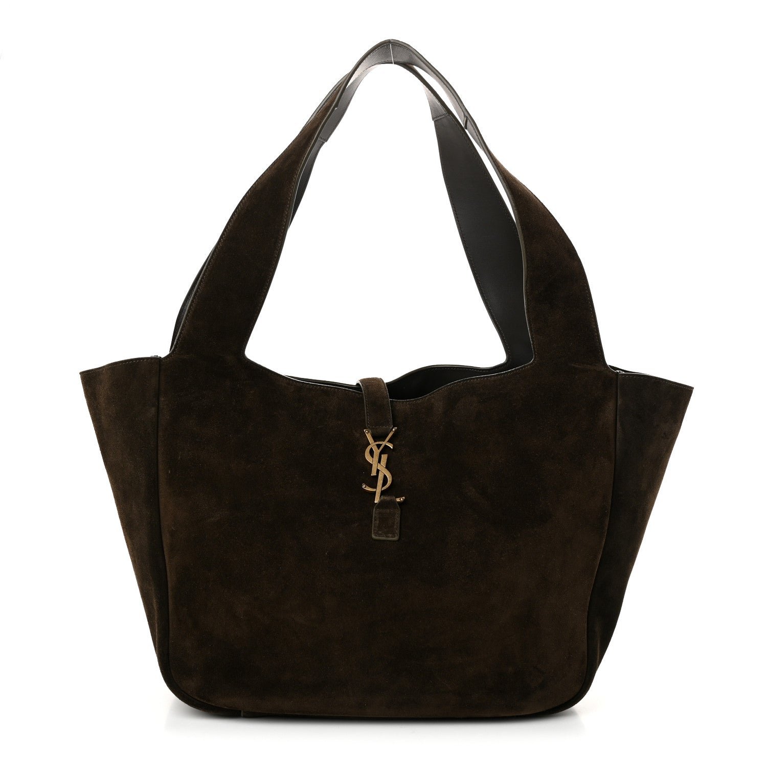 Saint Laurent Suede Bea Tote Bark Brown