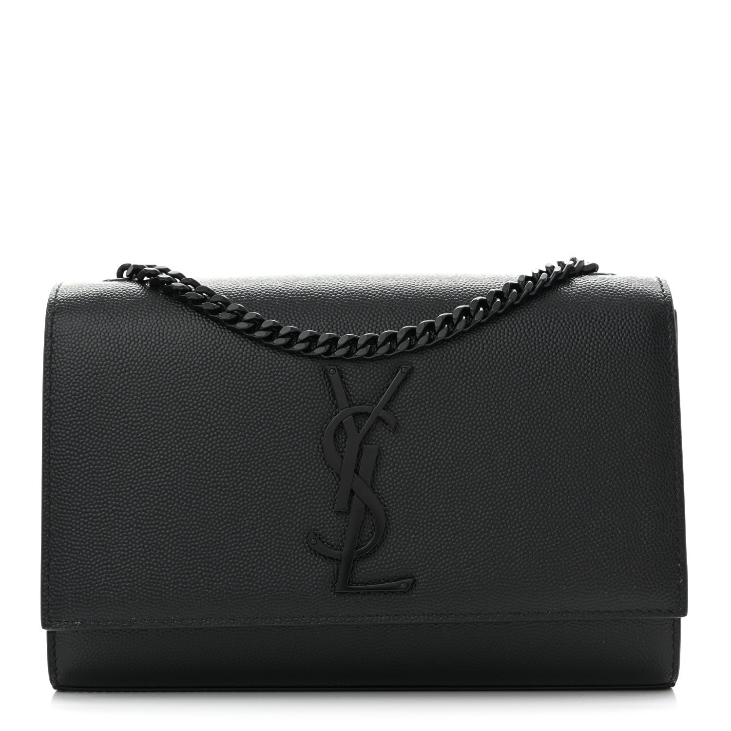 Saint Laurent Grain De Poudre Small Monogram Monochrome Kate Satchel Black