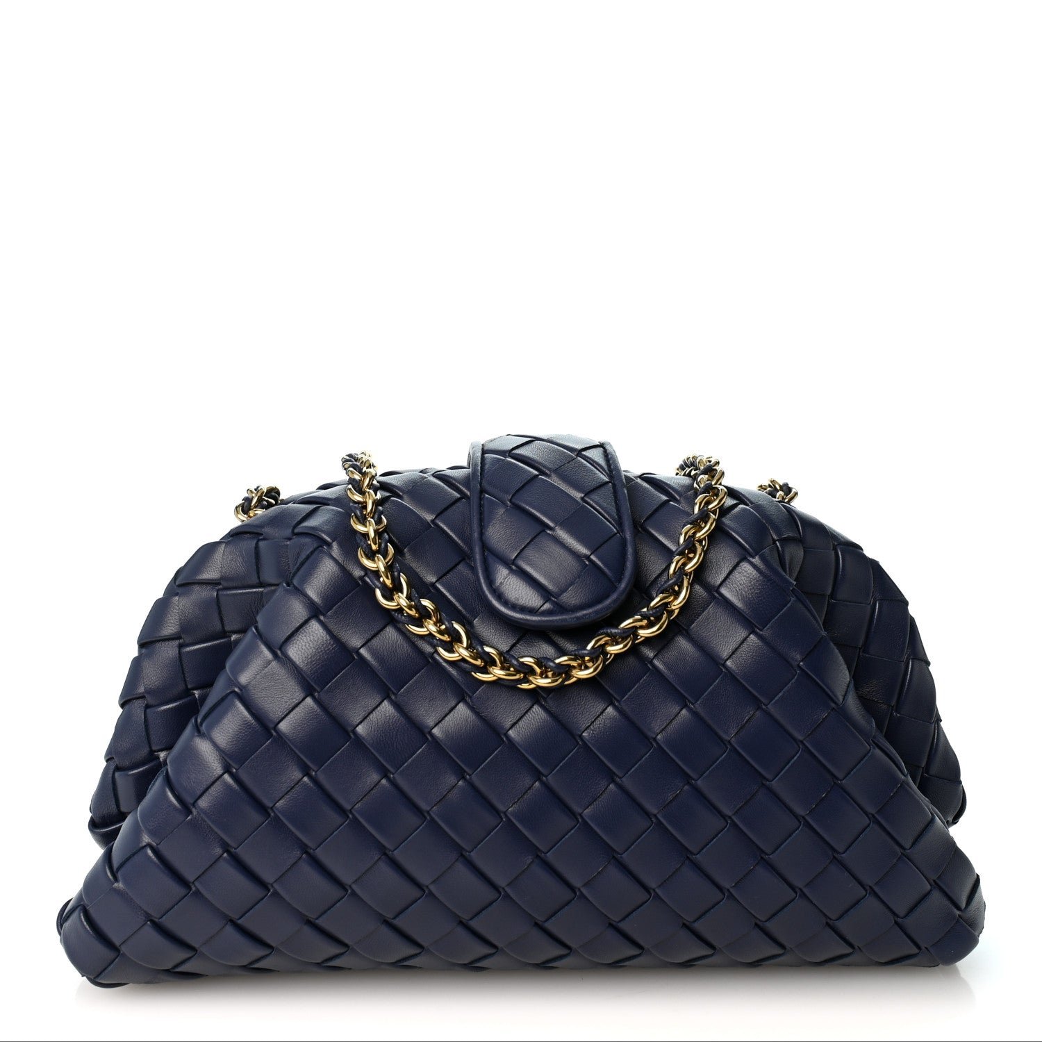 Bottega Veneta Nappa Intrecciato Teen The Lauren 1980 Clutch With Chain Midnight