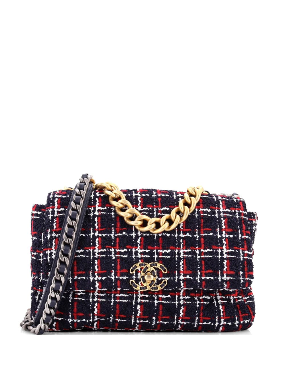 19 Flap Bag Quilted Tweed Large crossbody bag