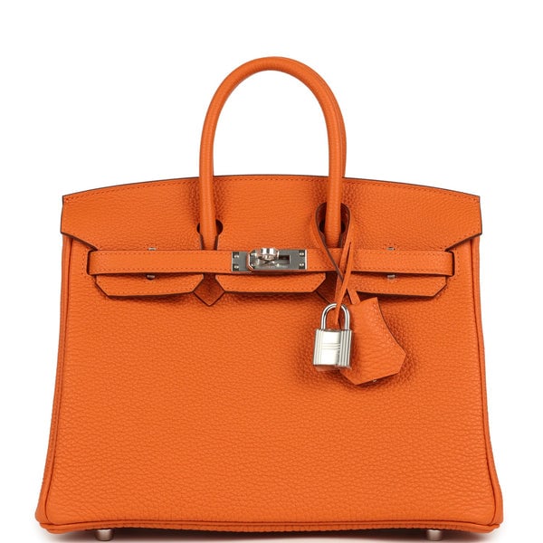 Hermes Hermes Birkin 25 Orange Togo Palladium Hardware
