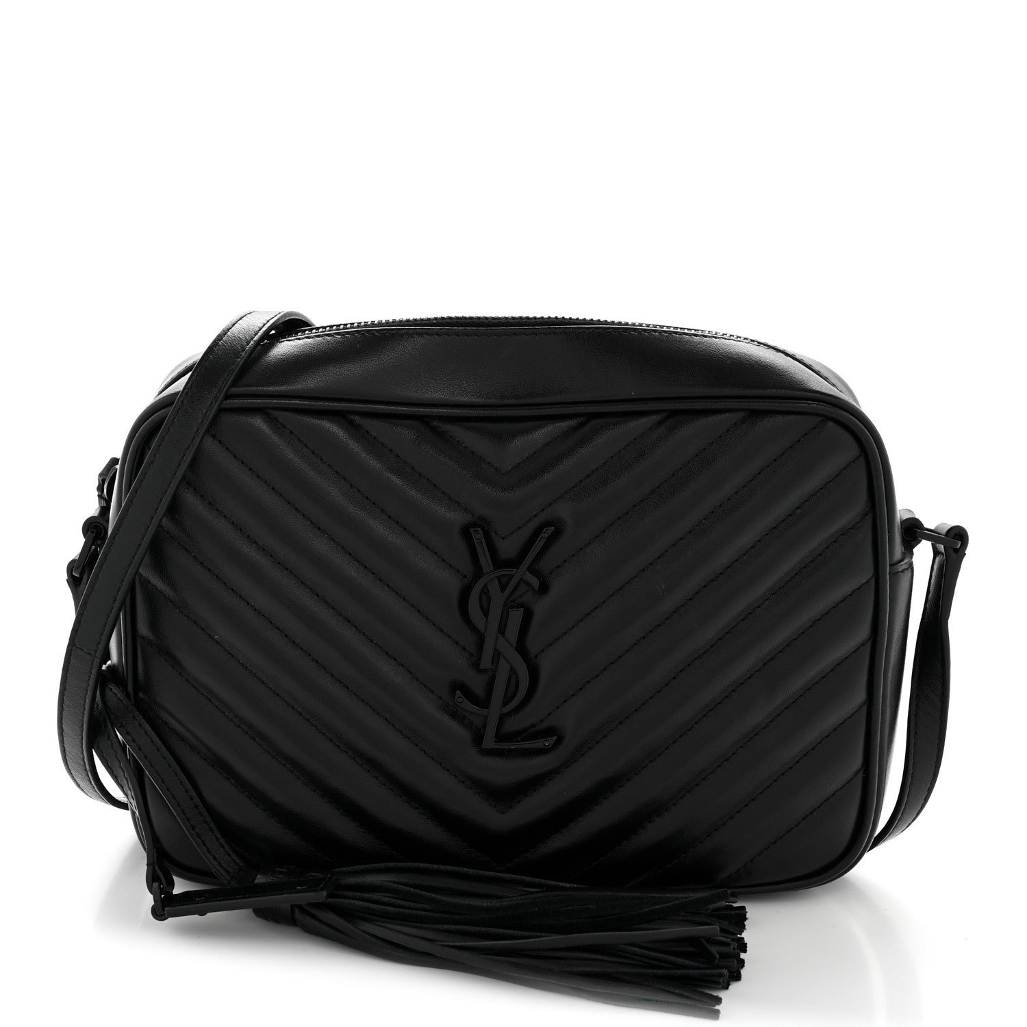 Saint Laurent Calfskin Matelasse Monogram Monochrome Lou Camera Bag Black