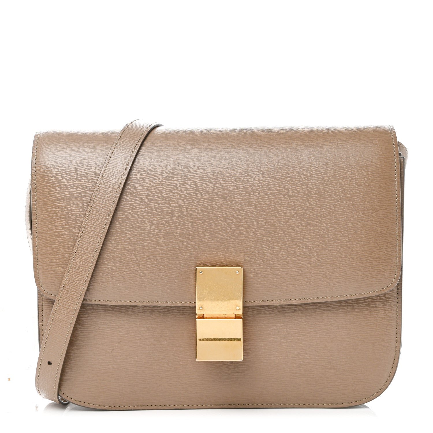 Celine Liege Calfskin Medium Classic Box Flap Bag Taupe