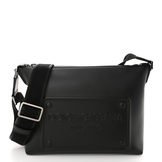 Dolce & Gabbana DOLCE GABBANA Calfskin Embossed DG Logo Shoulder Bag Black