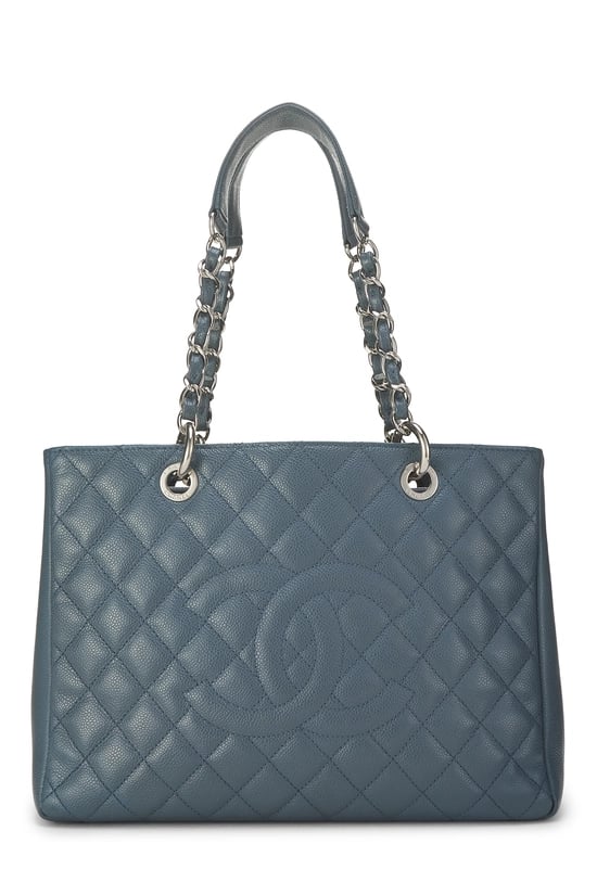 Blue Quilted Caviar Grand Shopping Tote (GST)