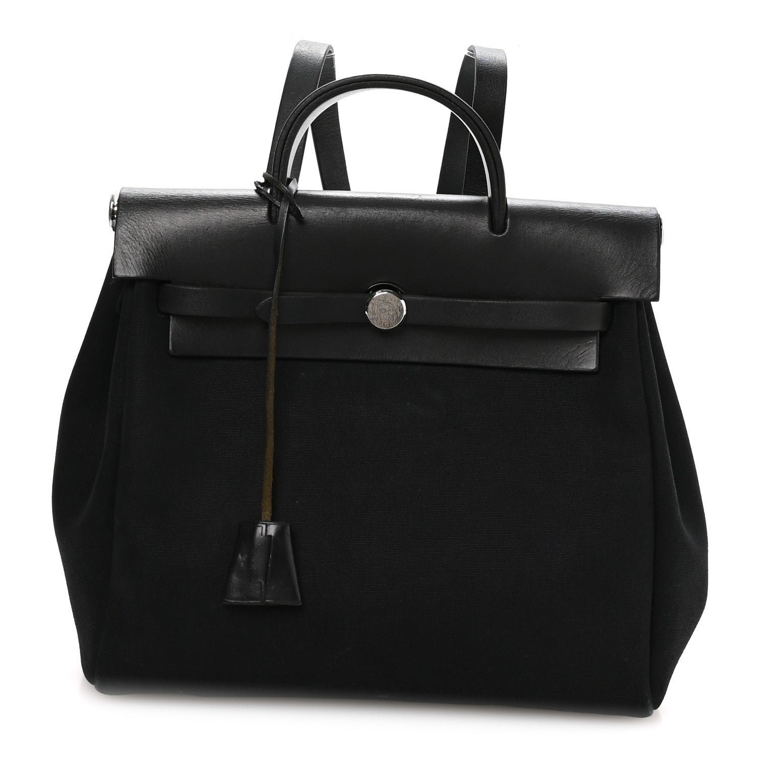 Hermes Toile Vache Calfskin Herbag 30 PM Backpack Black