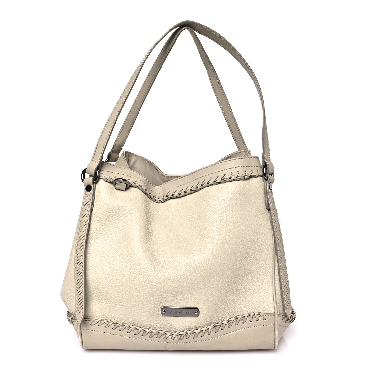 Burberry Burberry Grainy Calfskin Braided Small Canterbury Tote Beige