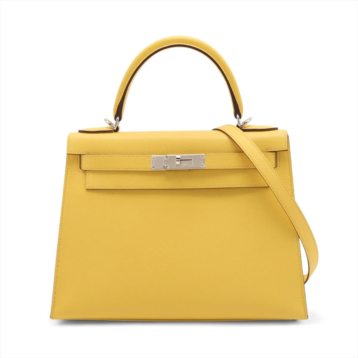 Hermès Kelly 28 Serie Veau Epsom Jaune Citron Silver Metal Fittings