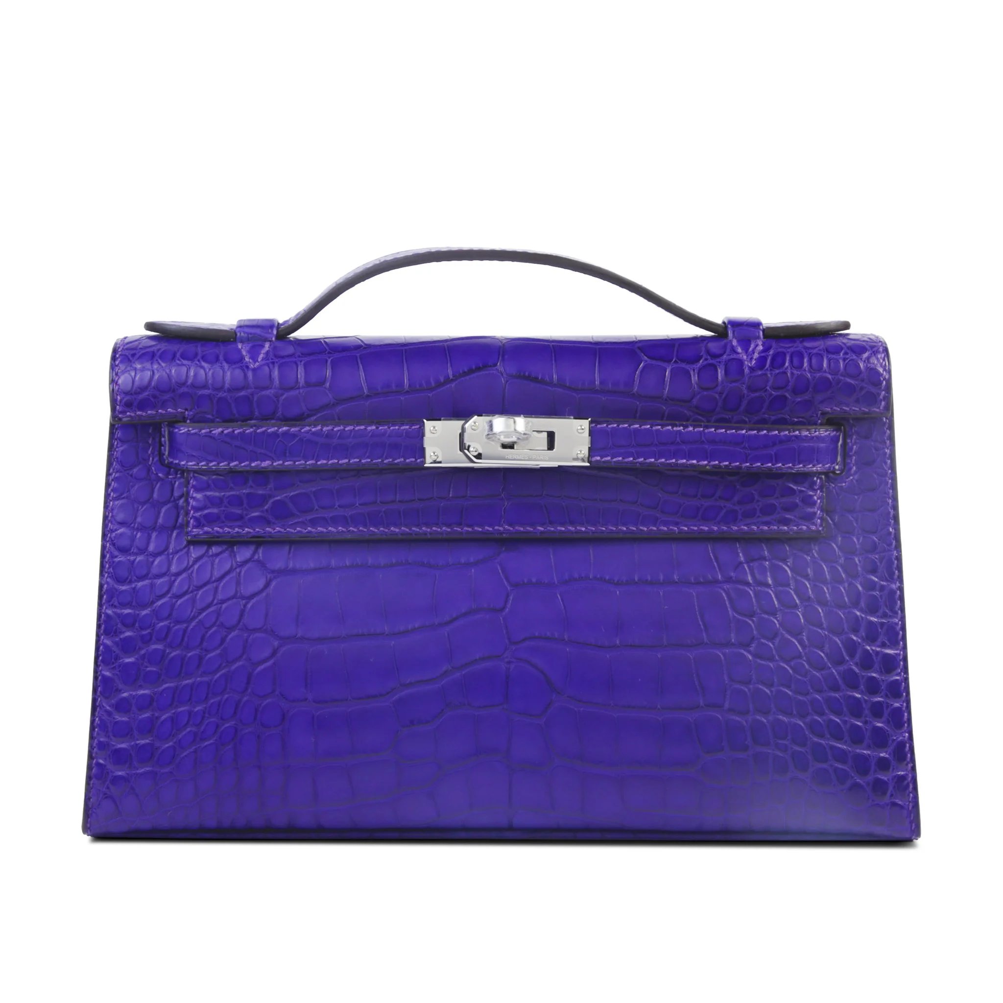 Brand New ( Rank N ) HERMÈS Kelly Pochette Purple (X3) Matte Alligator Palladium hardware G (2026)
