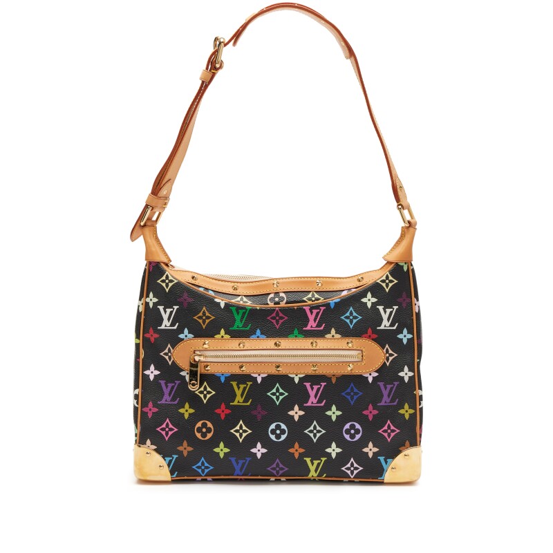 Louis Vuitton Takashi Murakami Black Monogram Multicolore Boulogne Gold Hardware, 2004