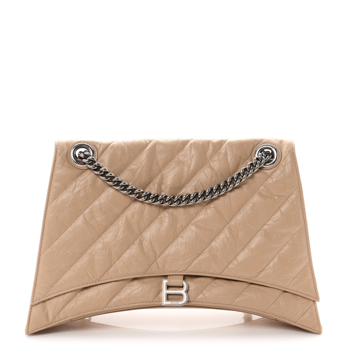 Balenciaga Crushed Calfskin Quilted Large Crush Chain Bag Light Brown