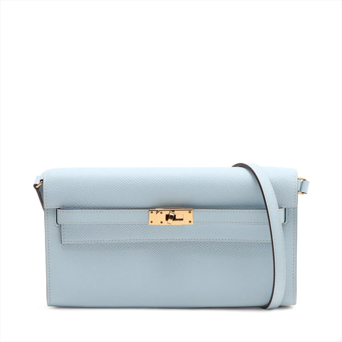 Hermès Kelly Wallet Togo Veau Epsom Bleu Brume Gold Metal Fittings