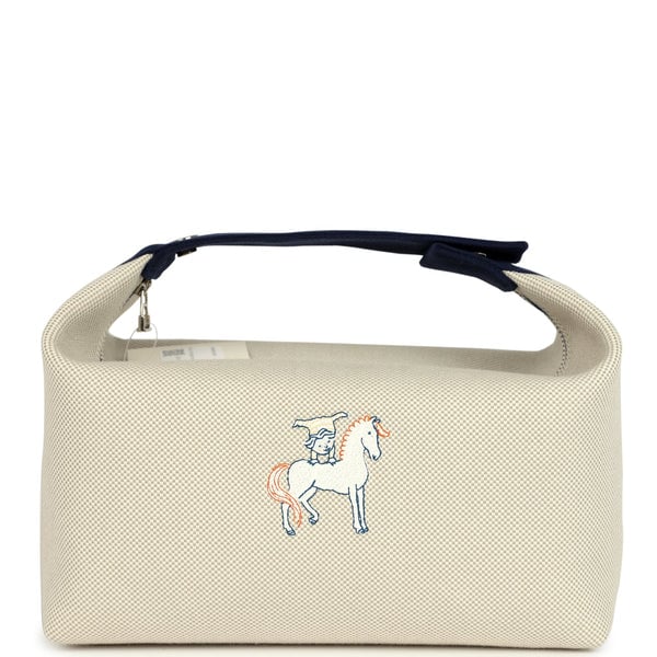 Hermes Hermes Bride A Brac Cabriole GM Gris Perle and Bleu Canvas Palladium Hardware