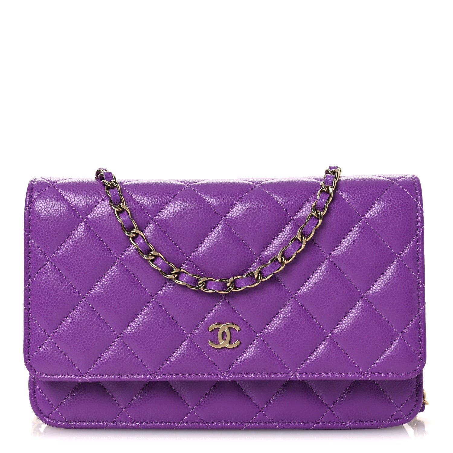 Chanel Caviar Quilted Wallet On Chain WOC Purple