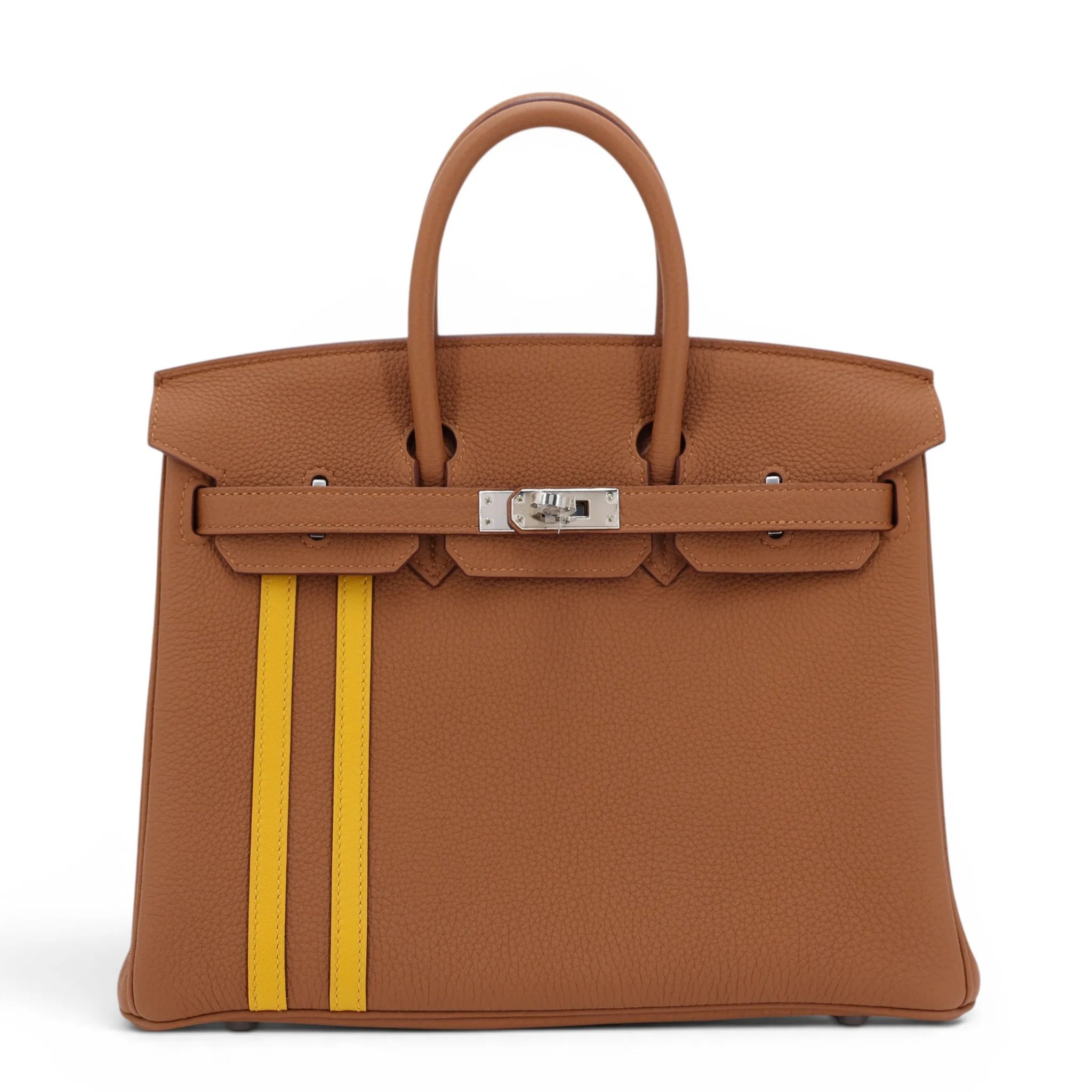 Hermes Unused ( Rank NS ) HERMÈS Limited Edition Birkin 25 Officer Gold (37) Togo Palladium hardware C (2018)