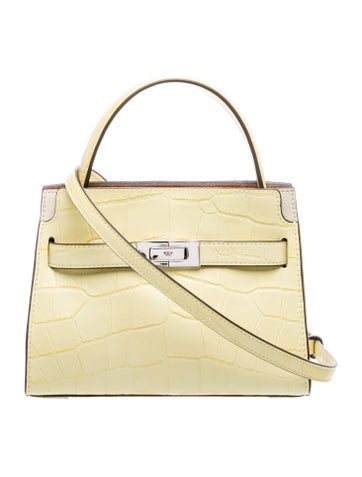 Embossed Leather Lee Radziwill Croc-Embossed Double Bag Petite