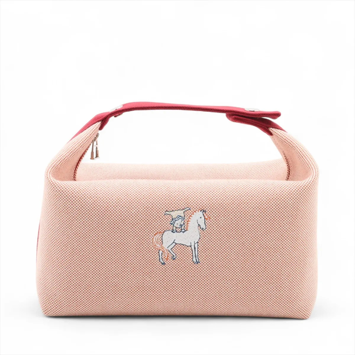 Hermès Brid A Black GM canvas Red Silver Metal Fittings