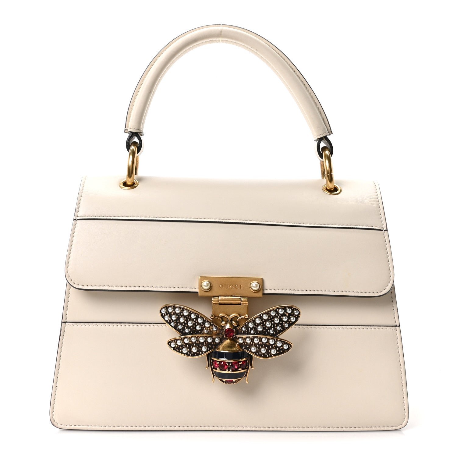 Gucci Calfskin Small Queen Margaret Top Handle Bag Mystic White