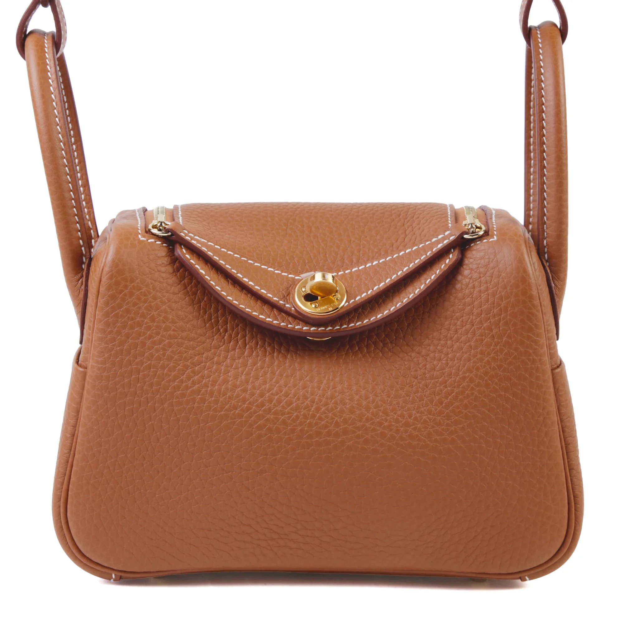 Brand New ( Rank N ) HERMÈS Mini Lindy II Gold (37) Clemence Gold hardware K (2025)