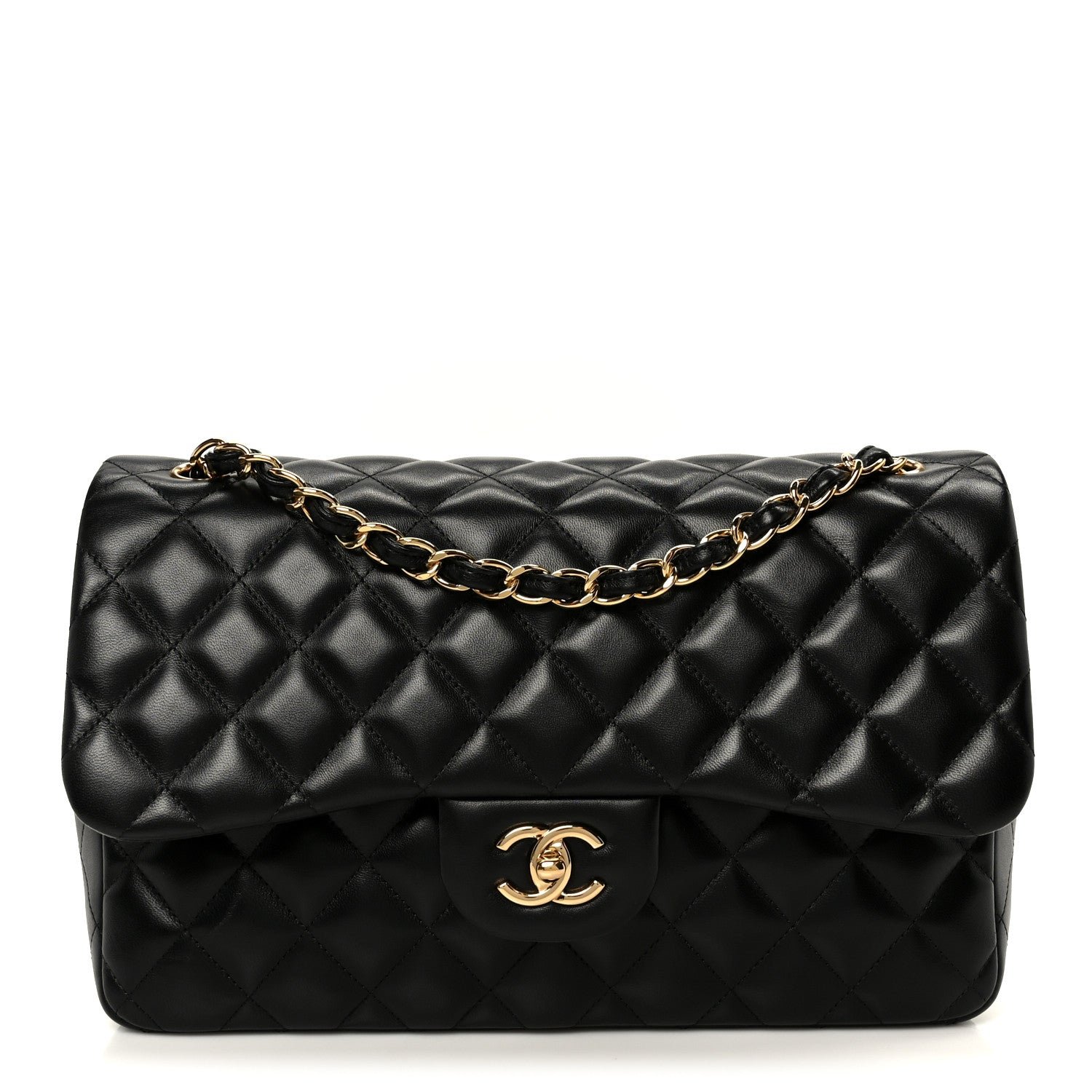 Chanel Lambskin Quilted Jumbo Double Flap Black