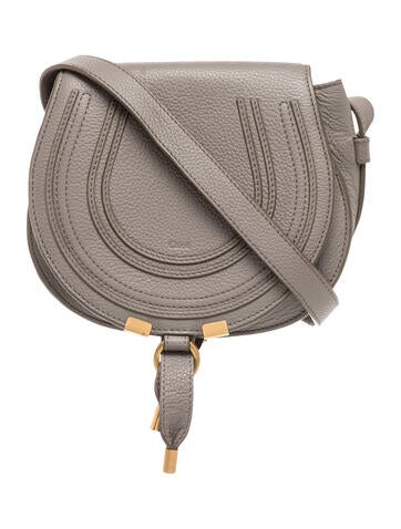 Leather Marcie Saddle Bag in Cashmere Grey Small