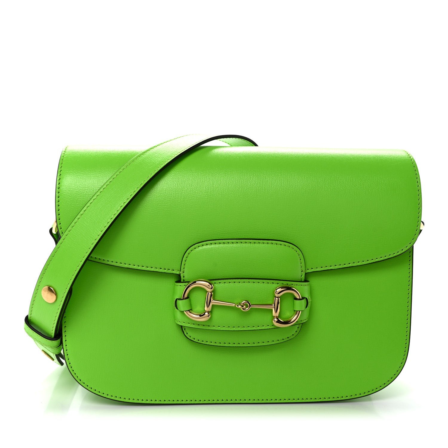 Gucci Azalea Calfskin Horsebit 1955 Shoulder Bag Electric Green
