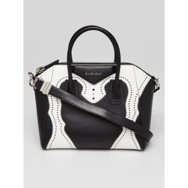 Givenchy Black/White Sugar Goatskin Leather Brogues Small Antigona Bag