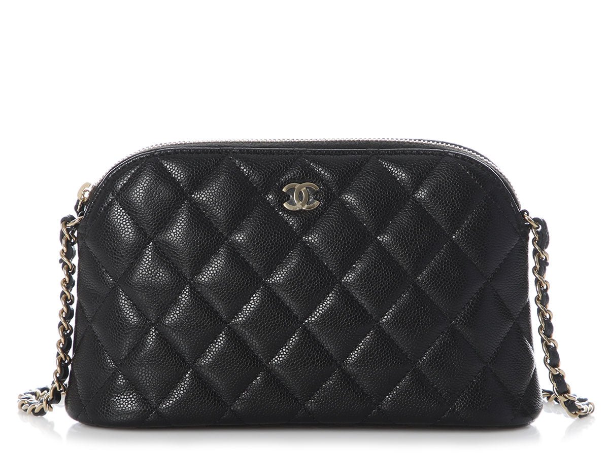 Chanel Black Quilted Caviar 24A Clutch with Chain