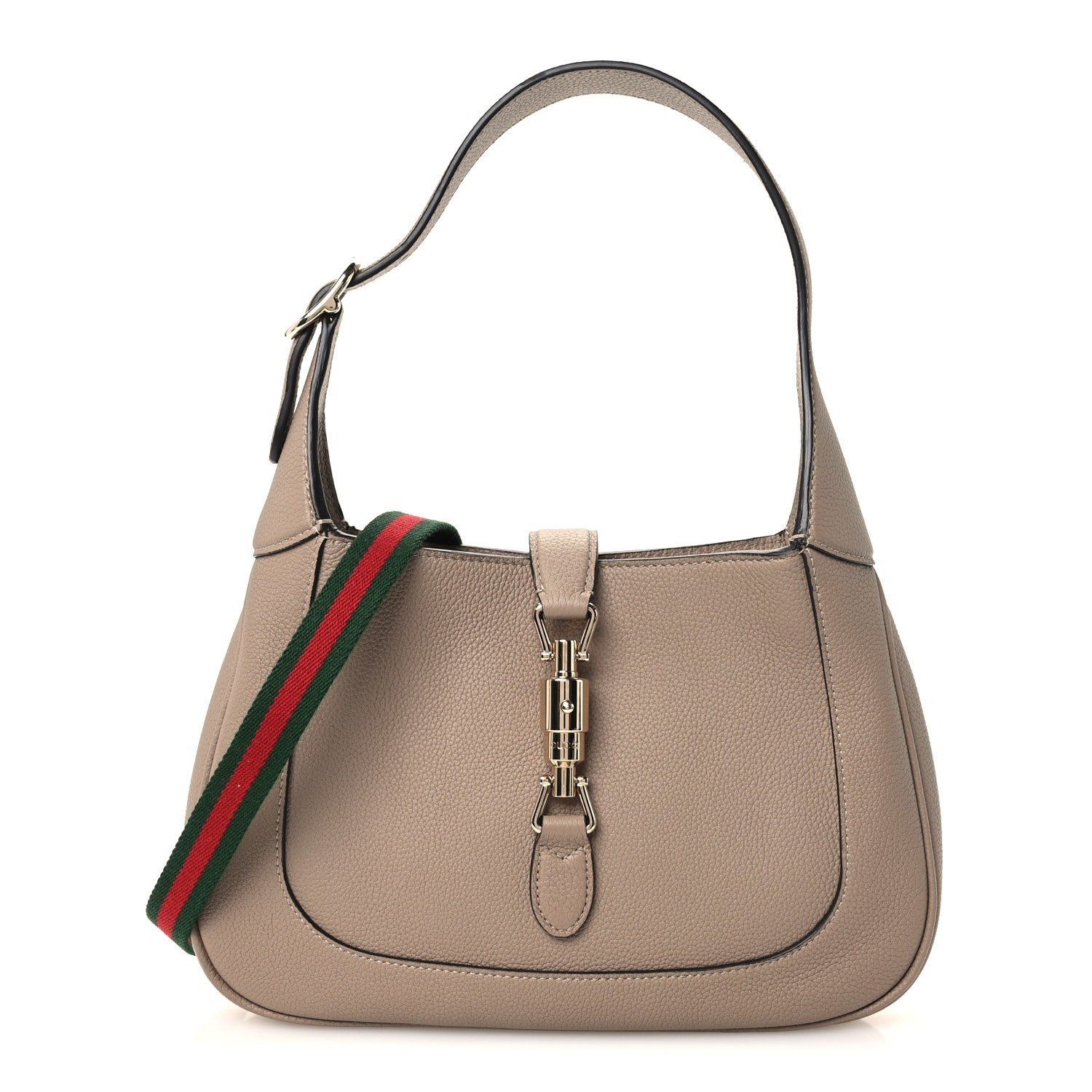 Gucci Grained Calfskin Web Medium Jackie 1961 Hobo Taupe