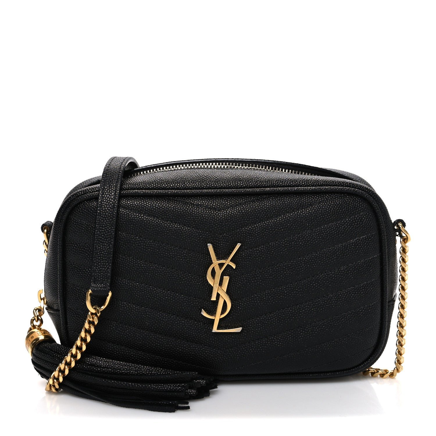 Saint Laurent Grain De Poudre Matelasse Monogram Mini Lou Camera Bag Black