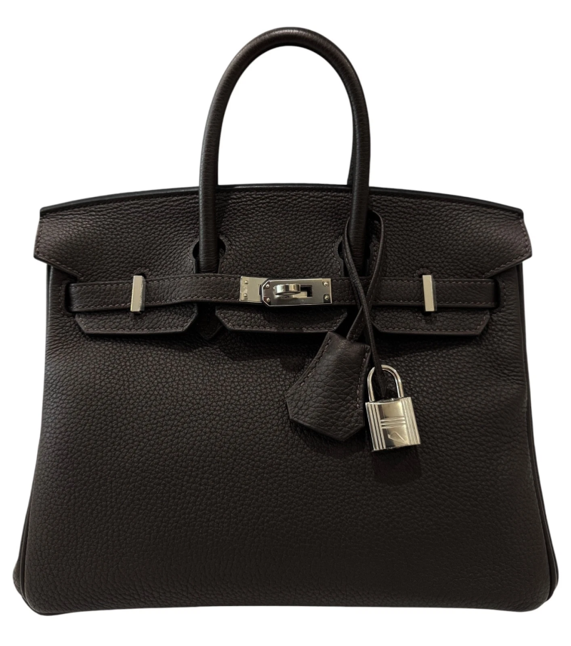 Hermes Ebene and Caramel Togo Verso Birkin 25 Palladium Hardware, 2020