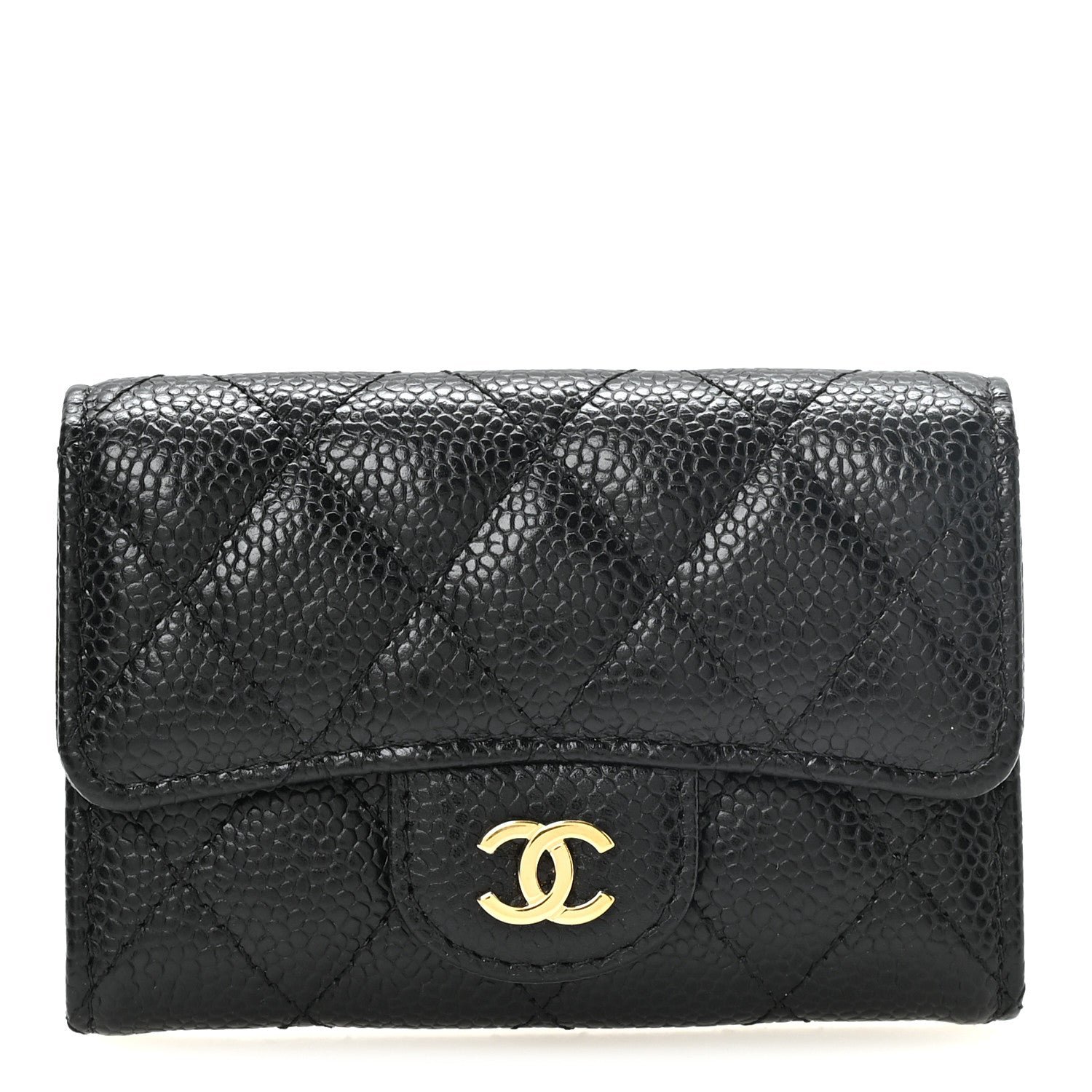 Chanel Caviar Quilted Flap Card Holder Black