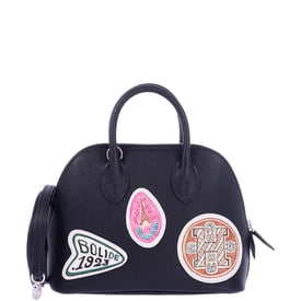 Hermes Hermès Mini Bolide 1923 Pique-Colle Noir Mysore Chèvre and Printed Swift Palladium Hardware