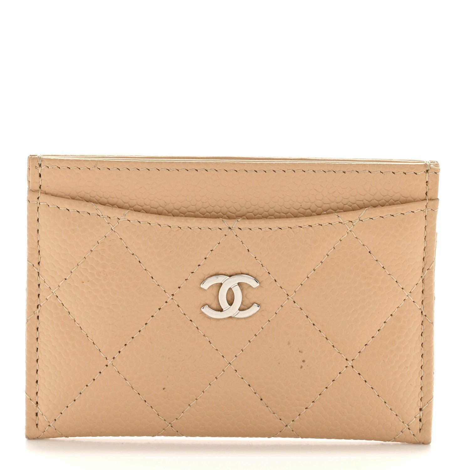 Chanel Caviar Quilted Card Holder Beige